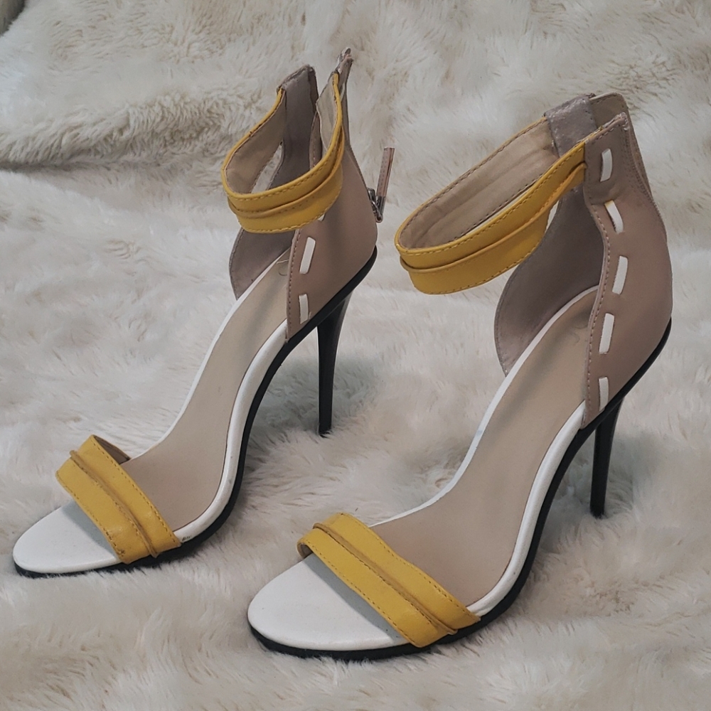 Strappy yellow heels